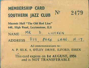 Southern Jazz Club Card